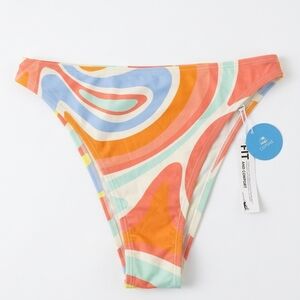 Cupshe Coral, Orange & Light Blue Swirl Bikini Bottoms